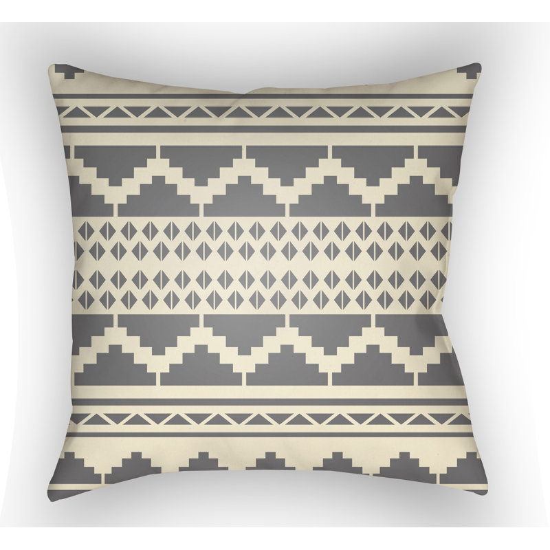 Yindi Geometric Outdoor Throw Pillow, 18" H x 18" W x 3.5" D, Indigo