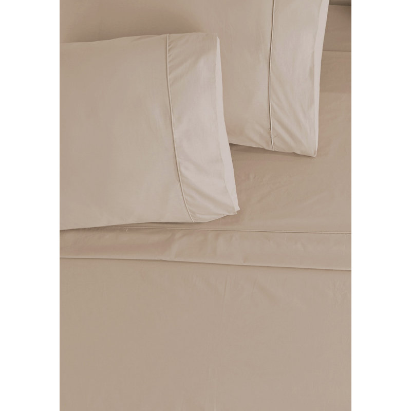 Ensemble de draps en coton Ranforce, Beige, Ensemble de draps pour lit simple + 1 taie d'oreil
