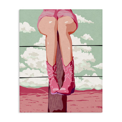 Cowgirl on Fence Post Canvas, design by Ziwei Li