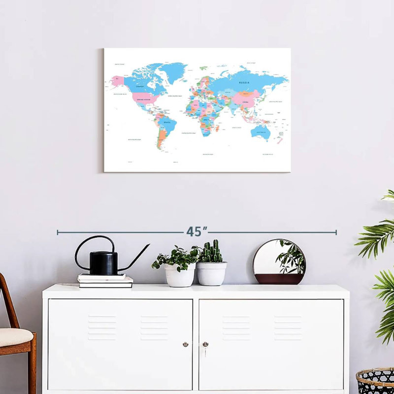 Pastel Countries World Map, 20" H x 30" W