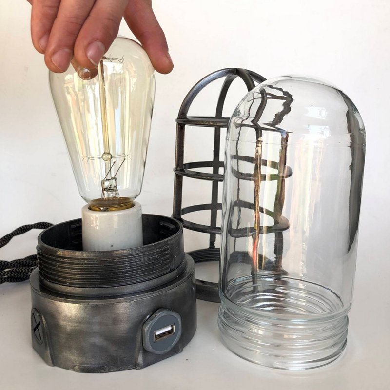 Lampe cage - Style industriel rétro Steampunk
