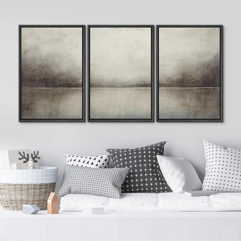 Minimal Landscape 3 - Pieces, 36" H x 24" W x 1.5" D, Black