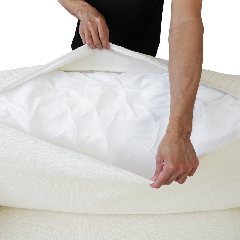 Fauteuil d'appoint modulaire rembourré avec housse de droite et rembourré Boucle, Blanc