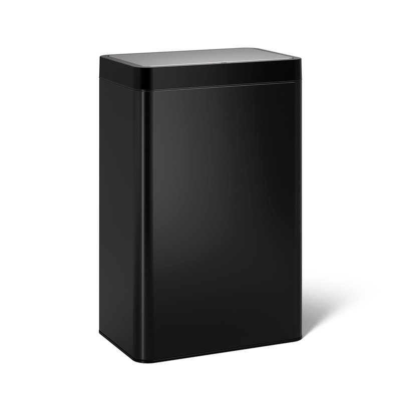 13-Gallon Touchless Stainless Steel Trash Can, Black Stainless