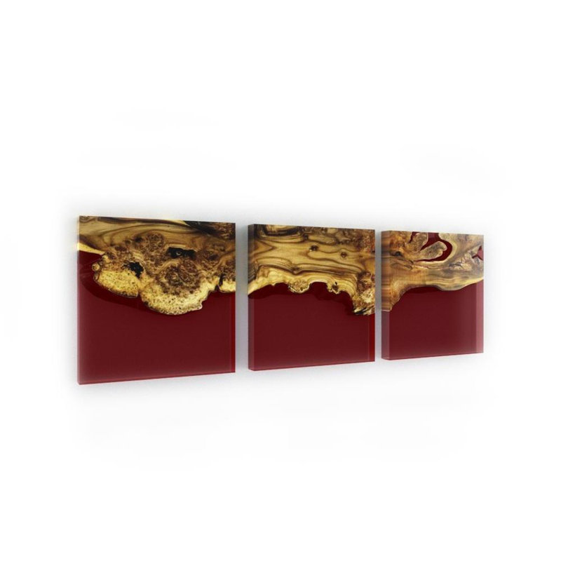 Luxury Handmade Solid Wood Wall Decor, Red