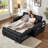 55'' Leather Small Loveseat Pull-out Sofa Bed - Adjustable Backrest With 2 Soft Pillows-1547826987