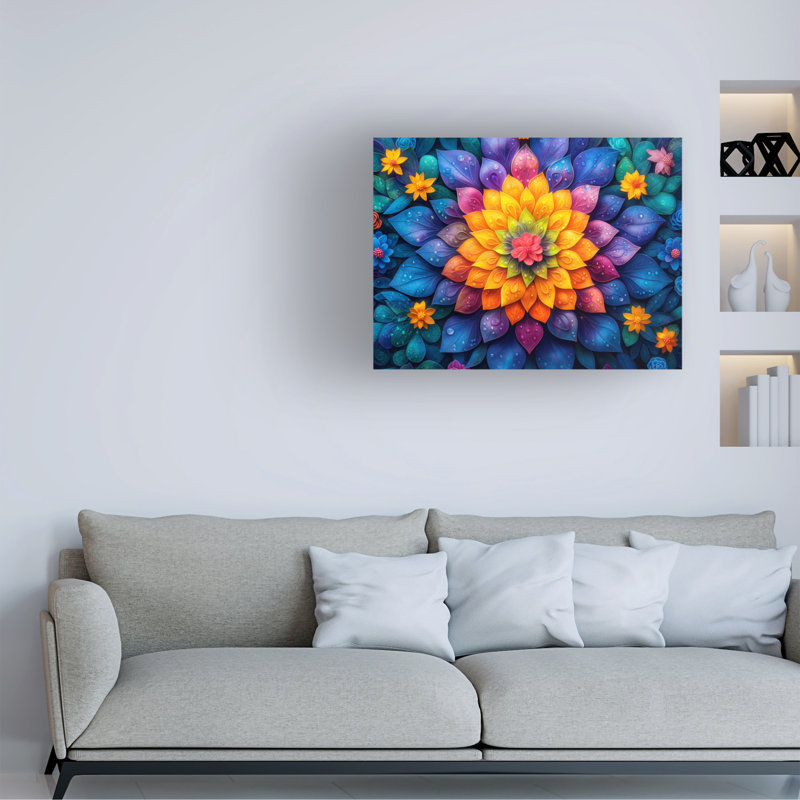 Doron David Vibrant Mandala Canvas Art, 35" H x 47" W