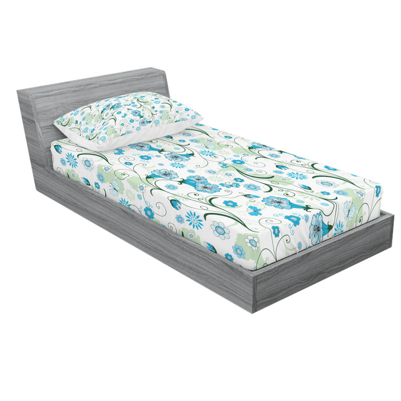 Microfiber Floral Sheet Set, Twin XL Sheet Set + Fitted Sheet + 1 Pillowcase, Gerber Daisy Floral