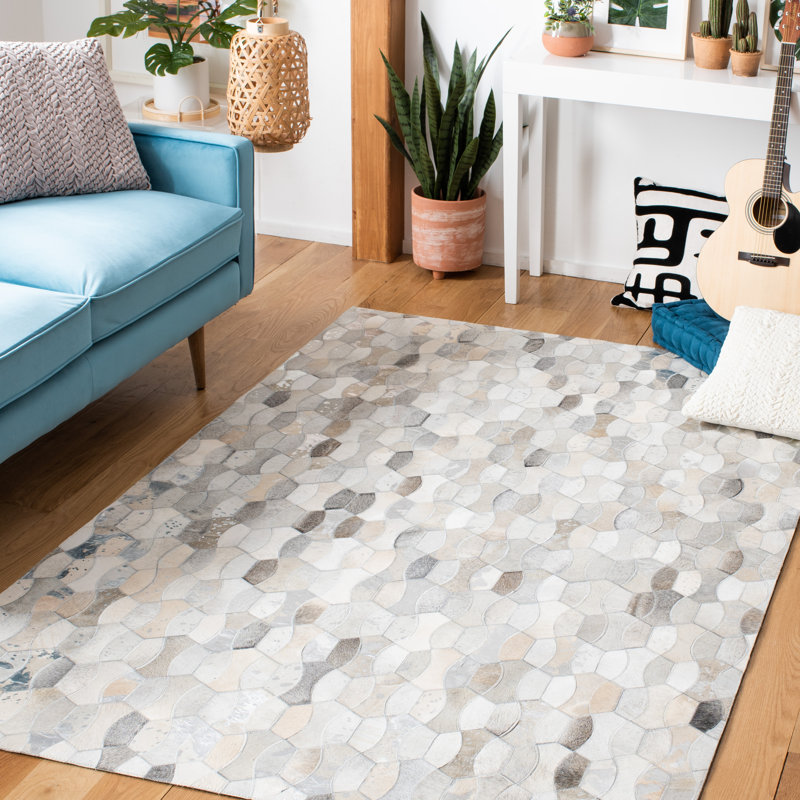 Tapis ivoire / gris Bel tissé à plat, Rectangle 4 pi x 6 pi