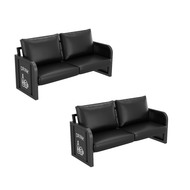 Bar Restaurant Retro Industrial Bench Faux Leather Upholstered Bench