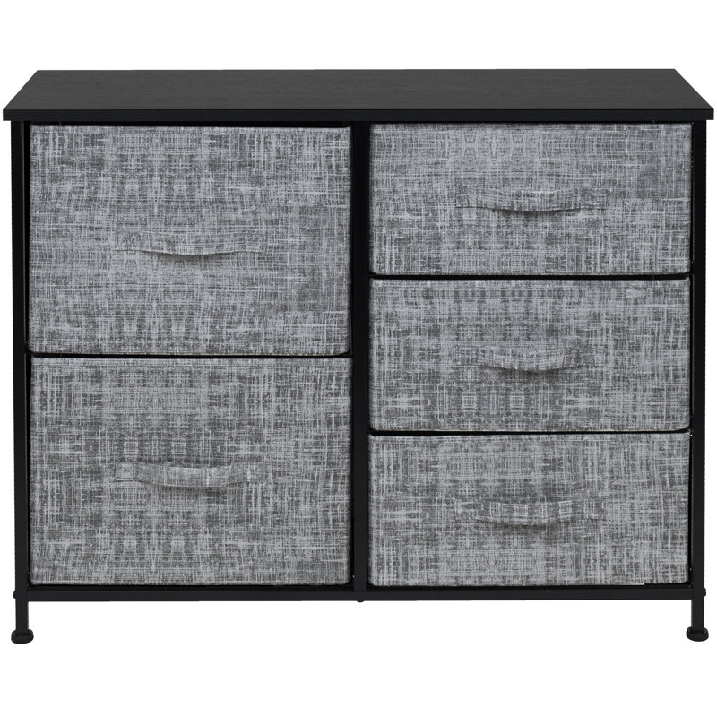 Commode 5 tiroirs - Gris / blanc, Noir / gris