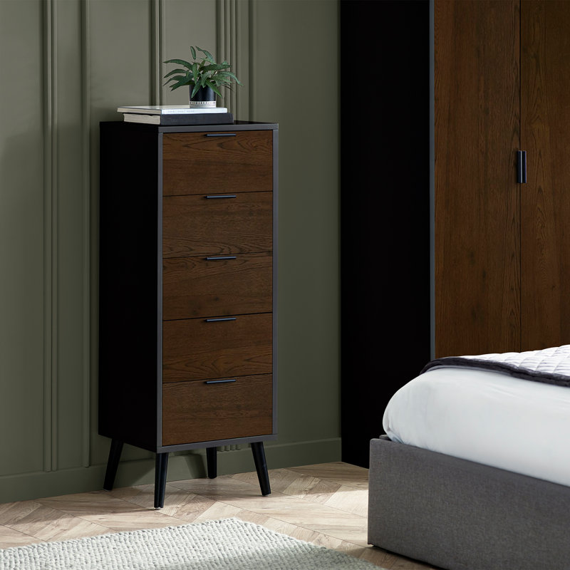 Mamani 45 cm W Chest of 5 Drawers, Walnut/Black