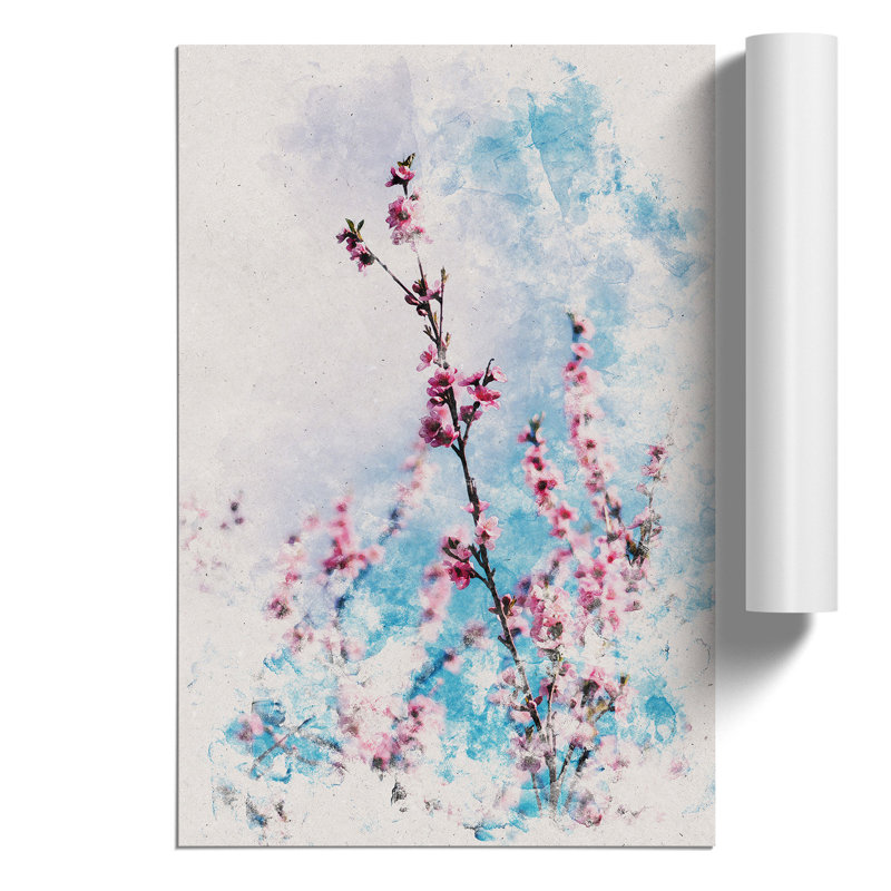 Delicate Cherry Blossom Tree Watercolour - Frameless Print, 59cm H x 42cm W x 0.1cm D