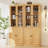  110.3'' Wide Modular Kitchen Pantry Cabinet with Bookcases,Soft Close Glass Doors and Drawers, Large Sideboard Buffet Storage System, Wood-1876655105
