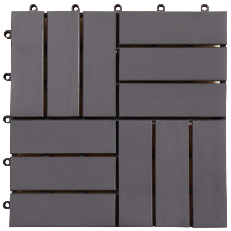 30cm L x 30cm W Acacia Hardwood Interlocking Deck Deck Tile Kit, Grey