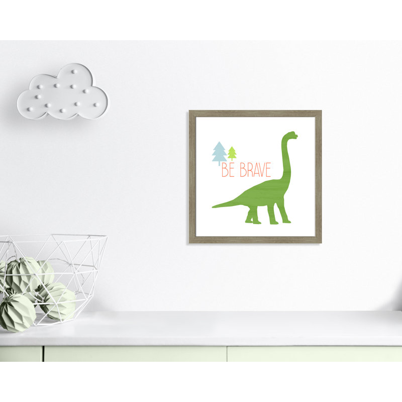 Dino Brave 1 ', art encadré, H 22,5 po x l 22,5 po x P 0,6 po, Encadré plat de bois de grange gris
