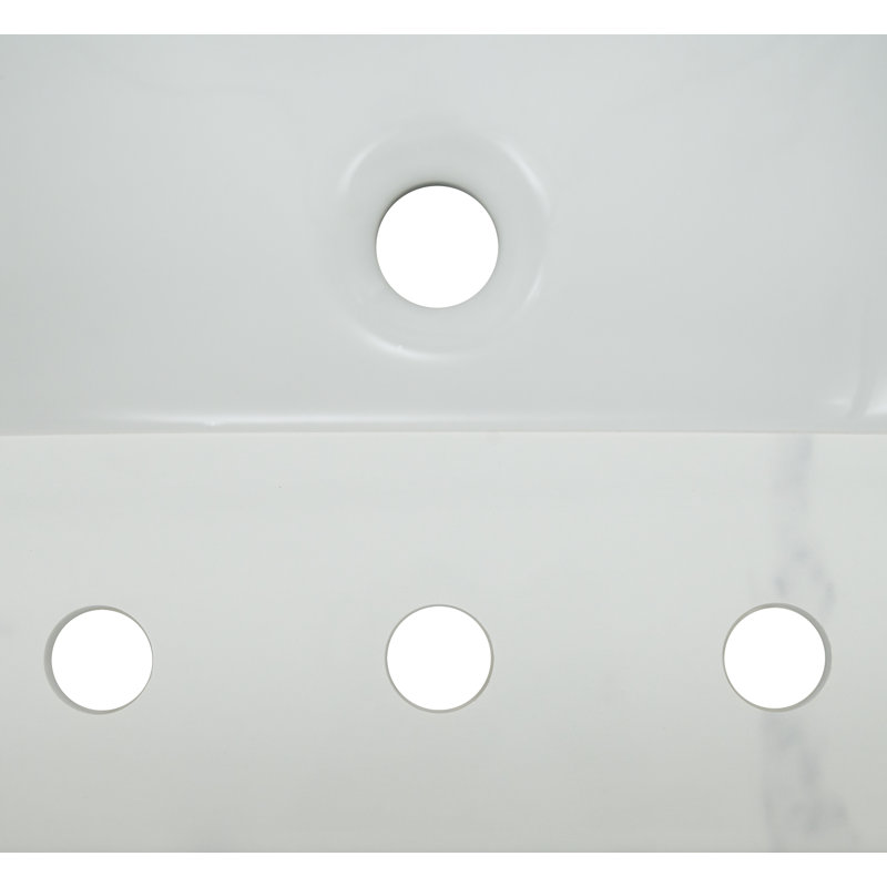 61 in. White Marble Bathroom Vanity Top with Single Sink