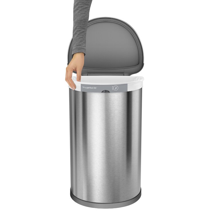 simplehuman Semi-Round Sensor Trash Can, 45 Liters - Brushed Stainless Steel