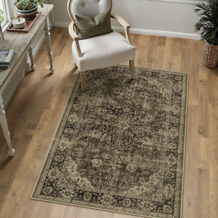 Kimbolton Oriental Machine Washable Area Rug For Living Room with Non-Slip Backing