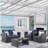 4-Piece Wicker Patio Conversation Set With Glass Table And Cushions-222089411