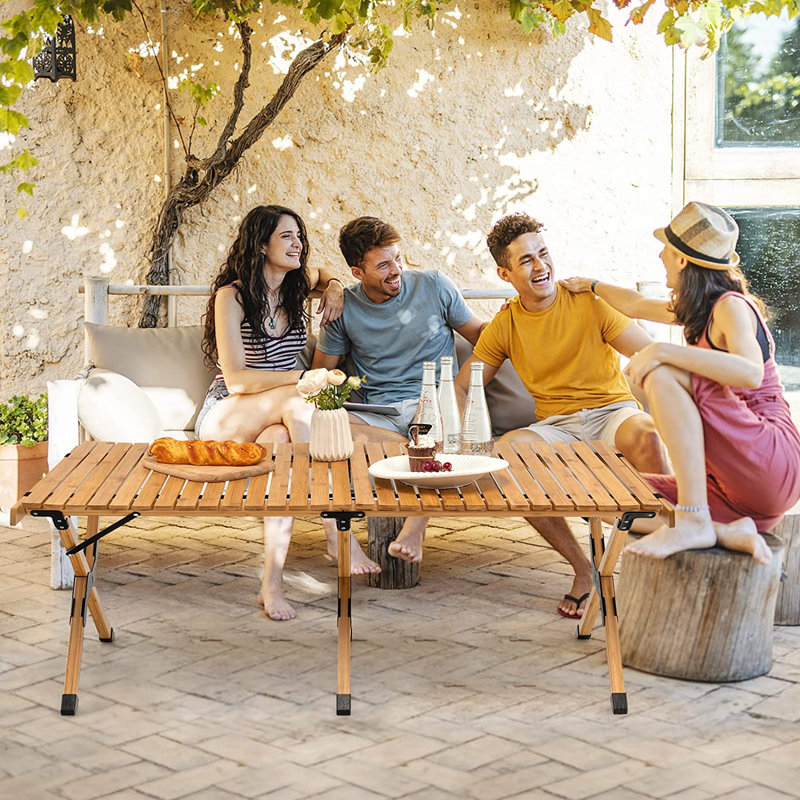 Amissa Folding Camping Table, Natural Brown