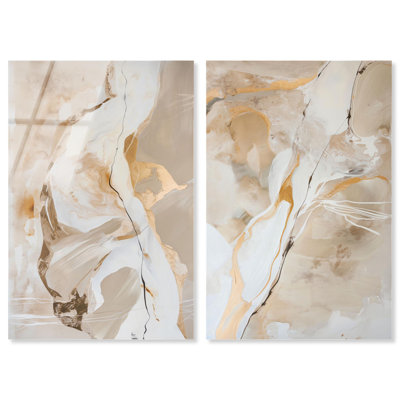 Luxe Abstract Duo Gold Art 2 Panel Set Acrylic Print by 