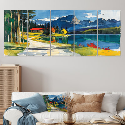 Relaxing Mountain Lake Landscape In Canada - Canada Wall Art Living Room Set