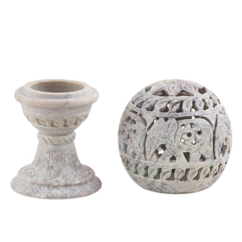  Handmade Serene Royalty Soapstone Tealight Holder