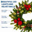 Couronne de Noël en sapin Nordmann pré-illuminée de 50 cm (20 pouces) avec boule rouge
