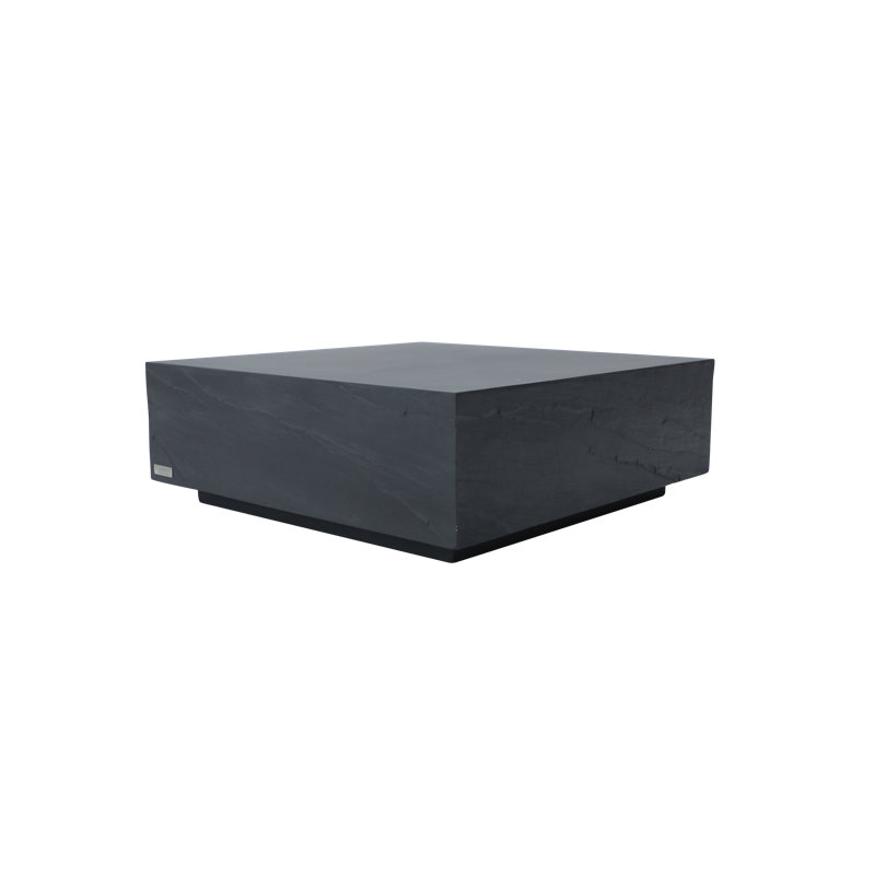 Elementi Home Colorado 40" Square Concrete Coffee Table for Indoor and Outdoor Use, Slate Black, 14" H x 40" W x 40" D