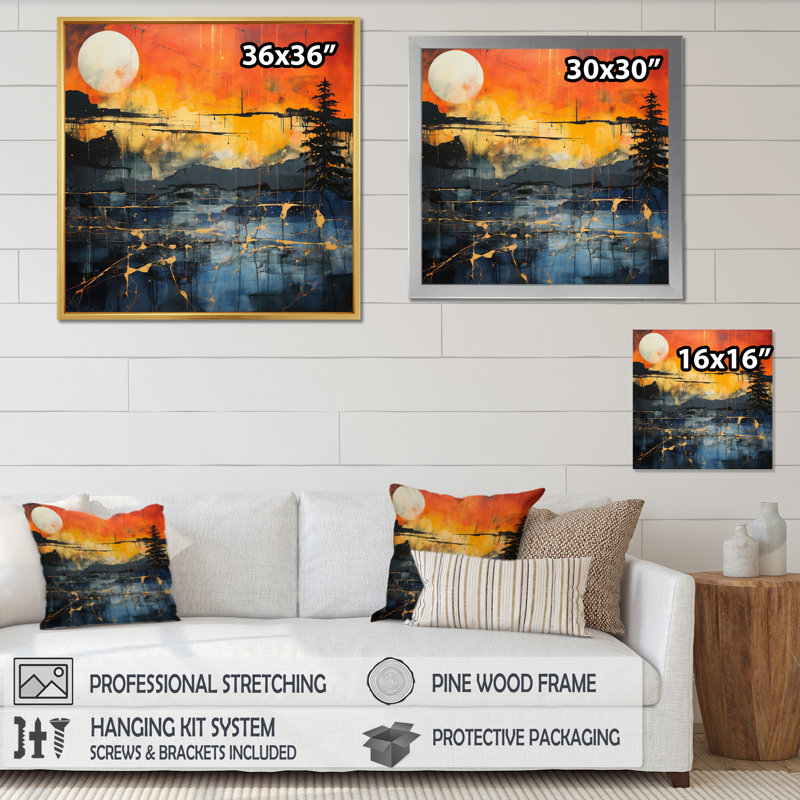 «Dramatic Lightning Nights I», reproduction d'art sur toile, H 24 po x l 24 po x P 1 po, Cadre flottant blanc