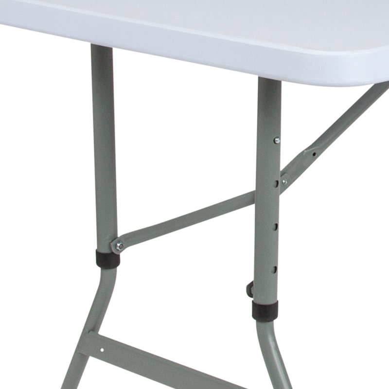 Adjustable Gray Metal Frame White Plastic Folding Table