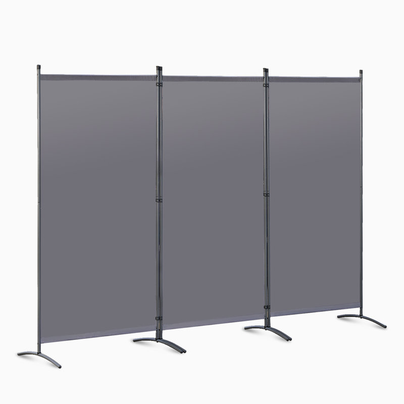 Aabia 170cm H Folding Room Divider, Grey, 170cm H x 250cm W x 49cm D