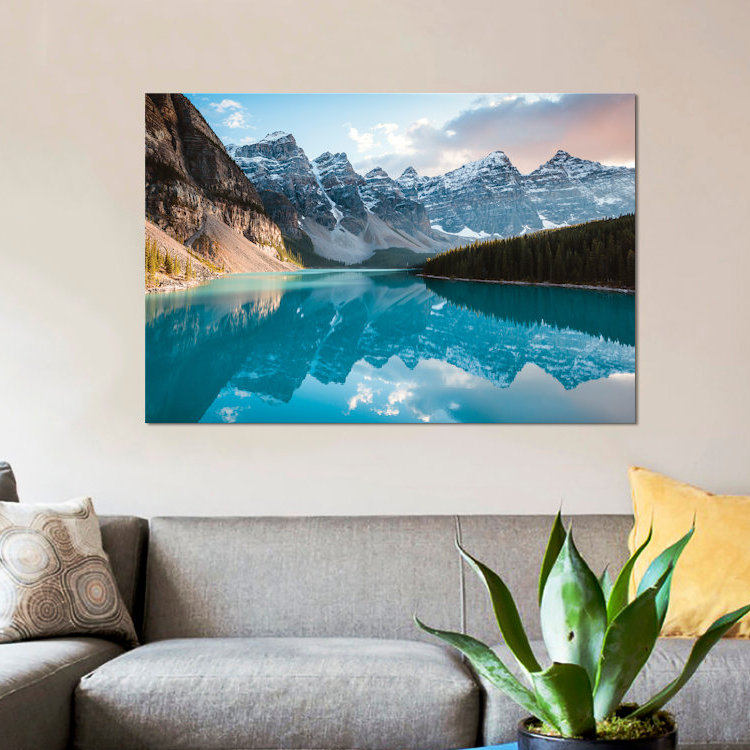 « moraine lake panoramique, canada », reproduction de photo sur toile, H 12 po x l 18 po x P 1,5 po, Toile tendue