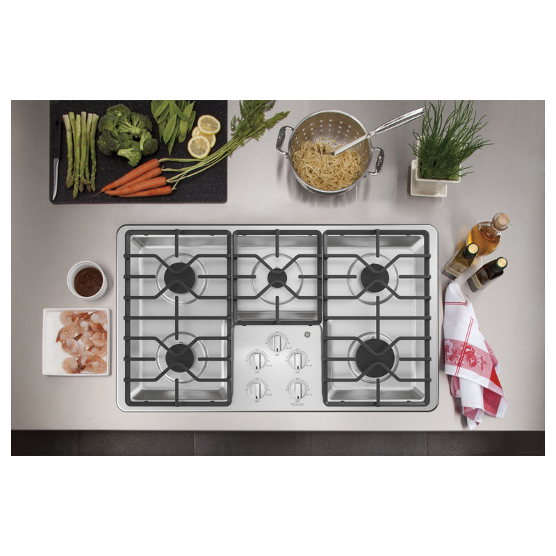 Built-in 36" Gas Cooktop with 5 Burners, Stainless Steel