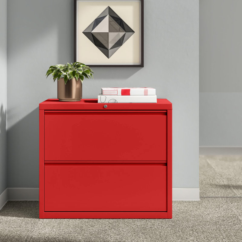 36'' Wide 2 -Drawer Steel File Cabinet, Red