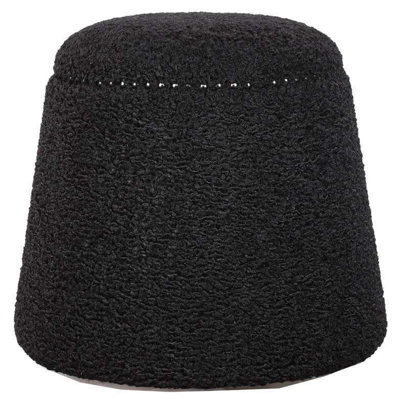 Upholstered Ottoman, Black Wool 