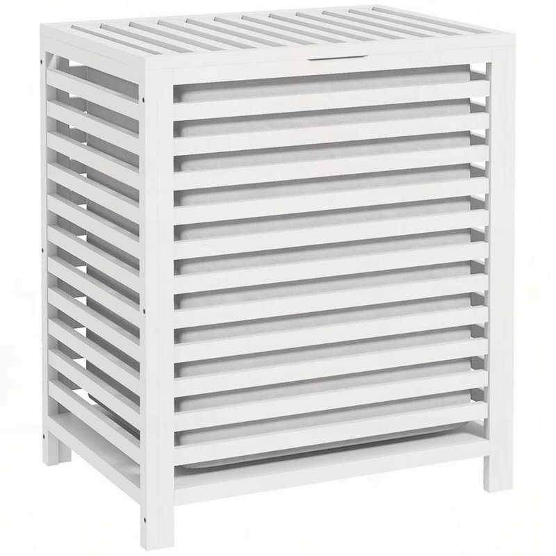 Bamboo Laundry Hamper with Lid, White