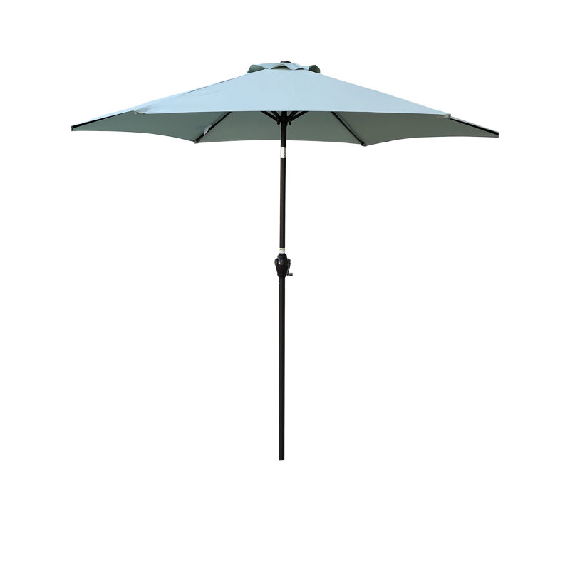 Parasol 9 pi givré - avec mât en acier de 1,49 po de diamètre, inclinaison et manivelle simples, évent de vent, acier de construction protégé, auvent facile à utiliser