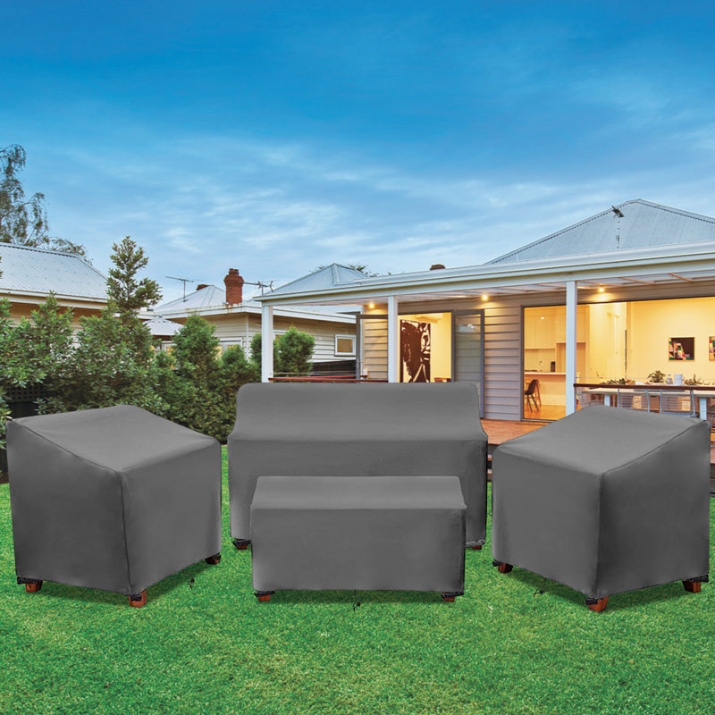 Patio Furniture Set Covers for 4 Piece Outdoor Conversation Set, 31" H x 55" W x 30" D, Gray