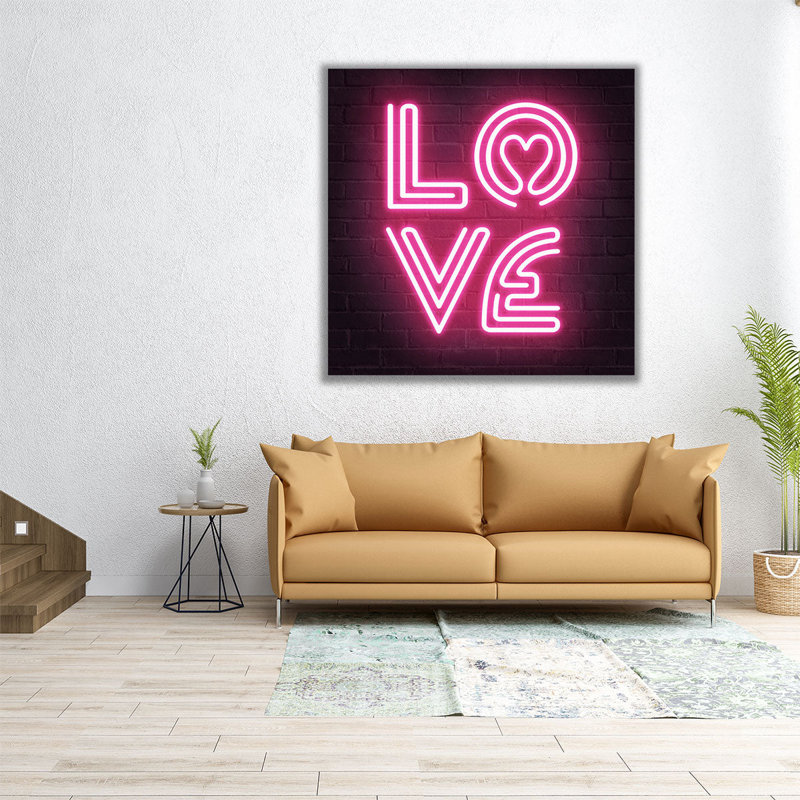 Neon Amor IV - reproduction d'art sur toile, H 20 po x l 20 po