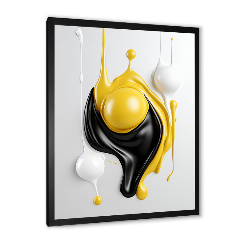 Liquid Minimal Abstract In Black Yellow White I - Abstract Shapes Canvas Print, 32" H x 24" W x 1" D