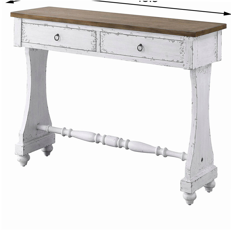 Console à 2 tiroirs blanc antique