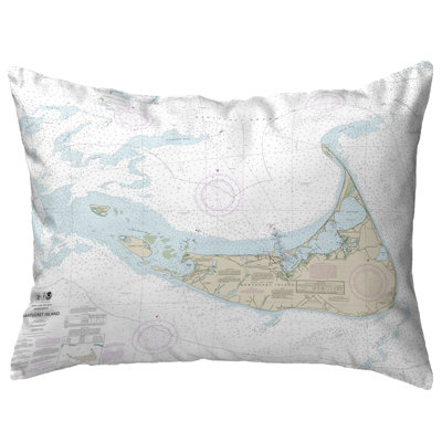  Nantucket Island, Ma Nautical Map Indoor/Outdoor Lumbar Pillow