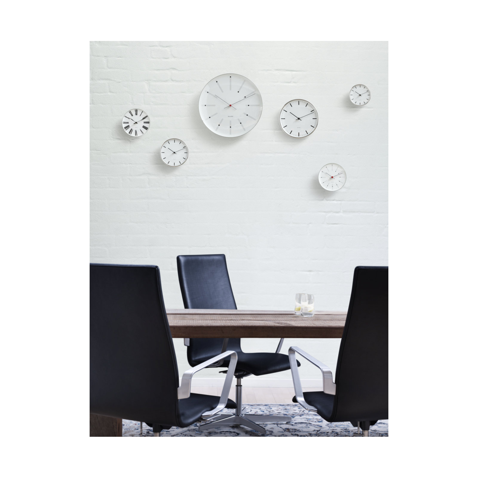 Bankers Metal Wall Clock, White/Black/Red, Extra Large
