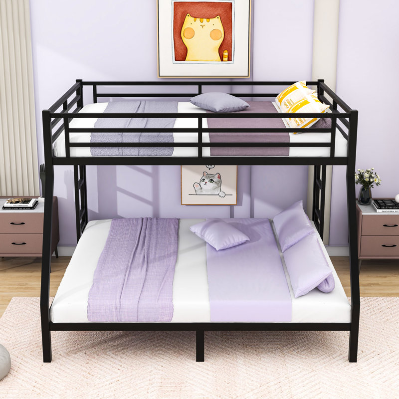 Metal Bunk Bed With Dual Ladders, Queen Over King
