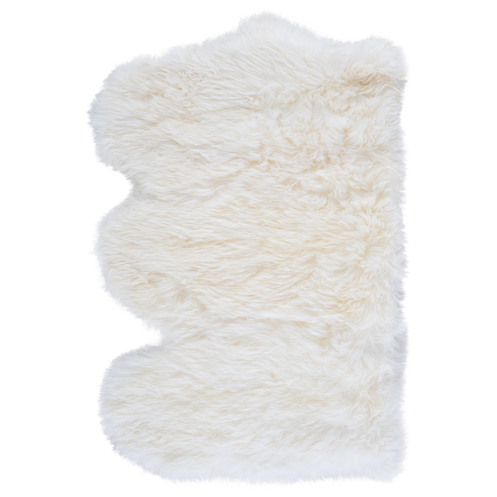 Mera White Handmade Sheepskin Rug, Rectangle 3' x 5'