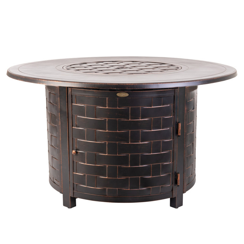 Fire Sense  Rickie Aluminum Convertible Gas Fire Pit Table 55,000 BTU, Nylon Weather Cover & Clear Fire Glass - 44"