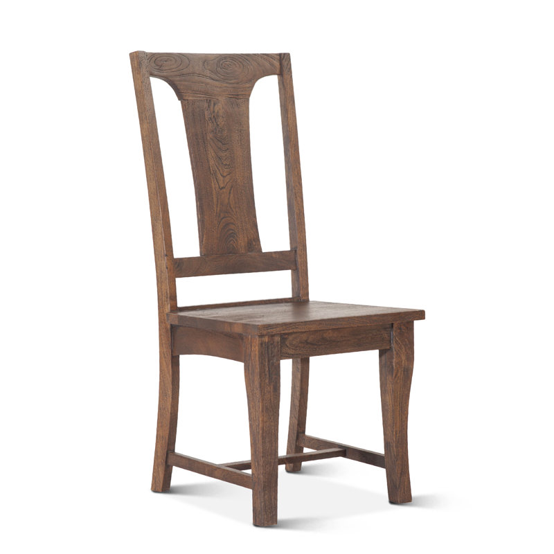 Chaise d'appoint en bois massif Colbourne, Bois de manguier patiné, Bois de manguier patiné