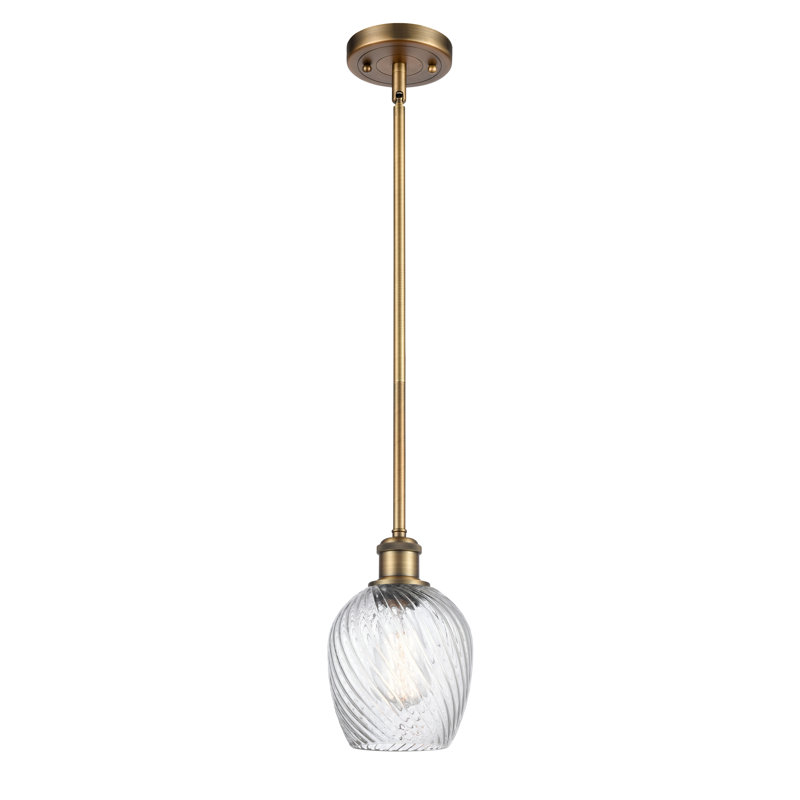 Luminaire suspendu en pot 1 lumière Lyman, Blanc mat, Laiton brossé, Ampoule non incluse